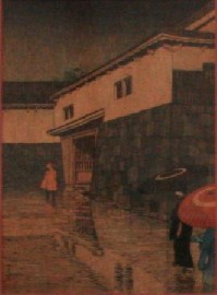 Appraisal: Kawasi Hasui Kawasi Hasui - Streetscene with Rain woodblock print