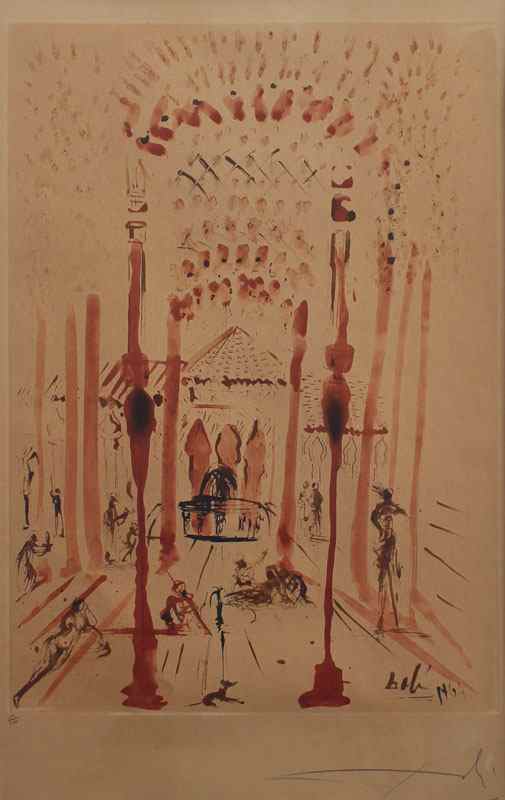 Appraisal: DALI Salvador Spanish - ''Alhambra'' Etching in Color sight size