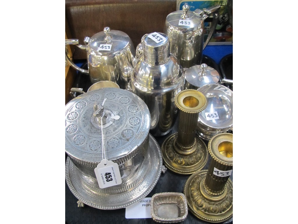 Appraisal: Tray lot of EP and gilt metal - tea service