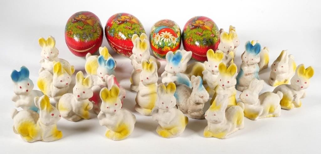 Appraisal: VINTAGE EASTER BUNNIES AND EGGSLot of papier mache Easter bunnies