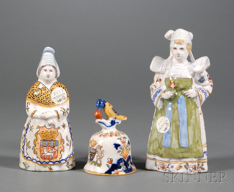 Appraisal: Three French Faience Bells France th and th century each