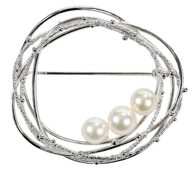 Appraisal: Mikimoto Silver Pearl Brooch three cultured pearls ranging from approx