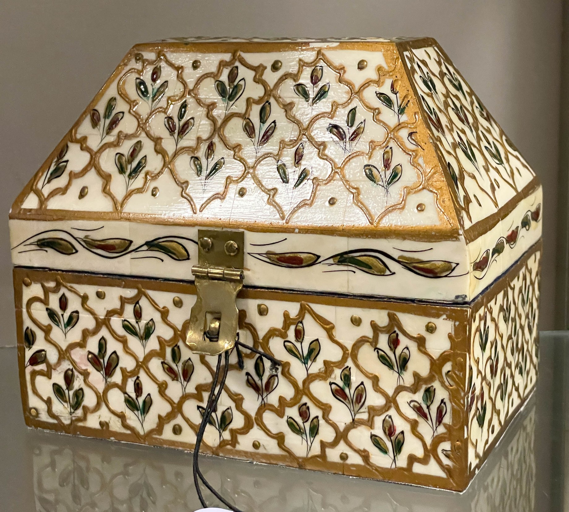 Appraisal: Painted bone jewelry casket box - x x - h