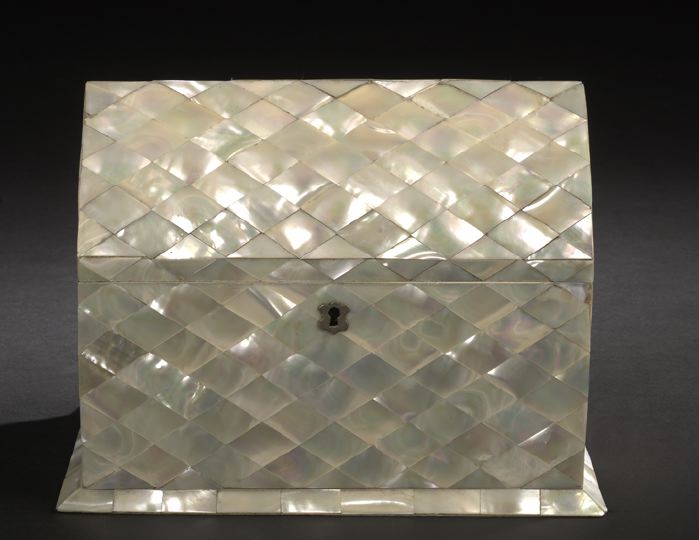 Appraisal: Large English Quilted Mother-of-Pearl Desk Box fourth quarter th century