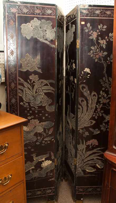 Appraisal: Japanese four-panel lacquered room screen as is Estimate - No