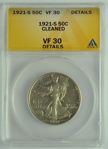 Appraisal: -S Walking Liberty Half DollarCertified and graded VF- details cleaned