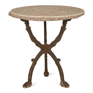 Appraisal: A Cast Iron Base Table with Stone Inset Concrete Top