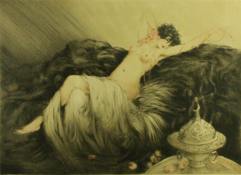 Appraisal: LOUIS ICART FRENCH - SMOKE - FUMEE Etching and aquatint