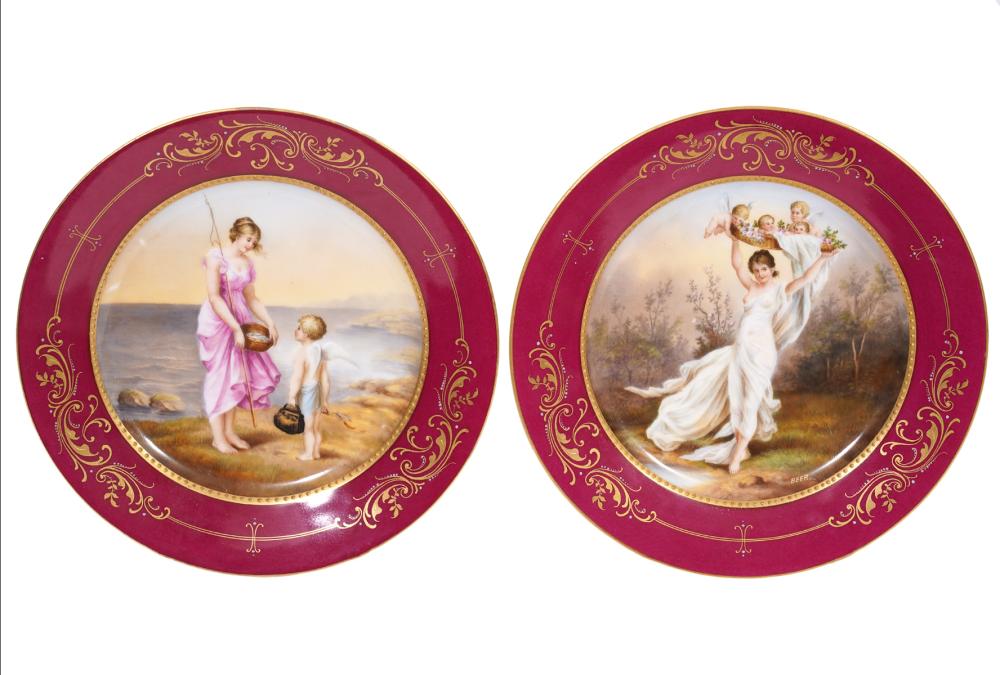 Appraisal: PAIR OF ROYAL VIENNA MYTHOLOGICAL CABINET PLATESPair of Royal Vienna