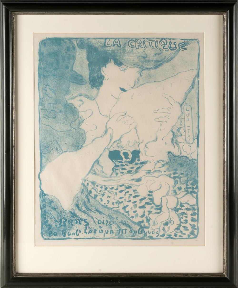 Appraisal: LOUIS VALTAT - LA CRITIQUE lithograph in green ink on