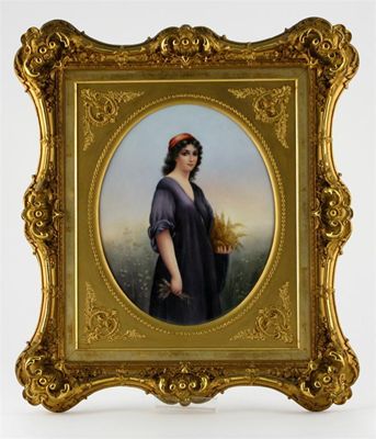 Appraisal: A Continental porcelain plaque painted with a portrait of Ruth