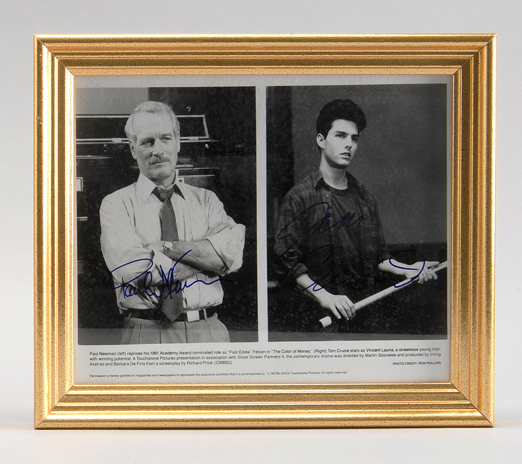 Appraisal: PAUL NEWMAN AND TOM CRUISE FRAMED AUTOGRAPHED BLACK AND WHITE