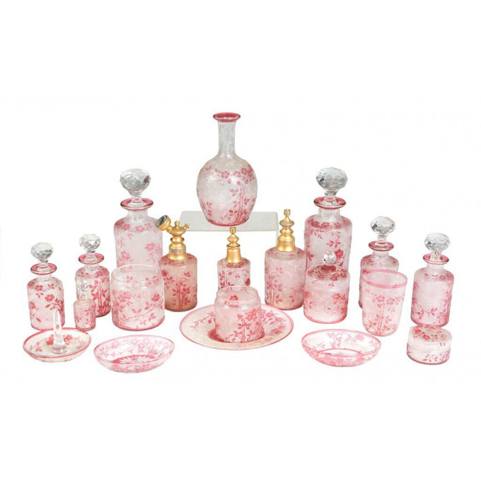 Appraisal: French Twenty Piece Frosted St Louis Cameo Glass Vanity Set