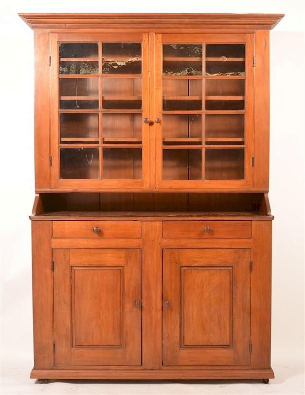 Appraisal: PA Walnut Two Part Dutch Cupboard Pennsylvania th Century Walnut