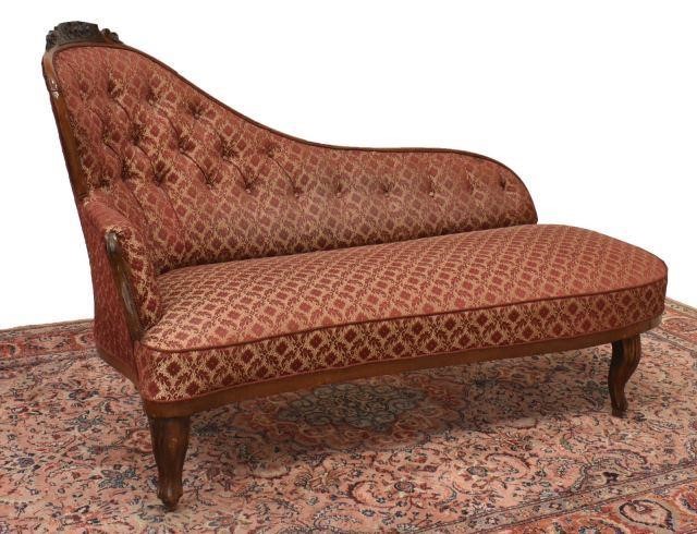 Appraisal: Danish meridienne chaise longue late th c floral carved crest