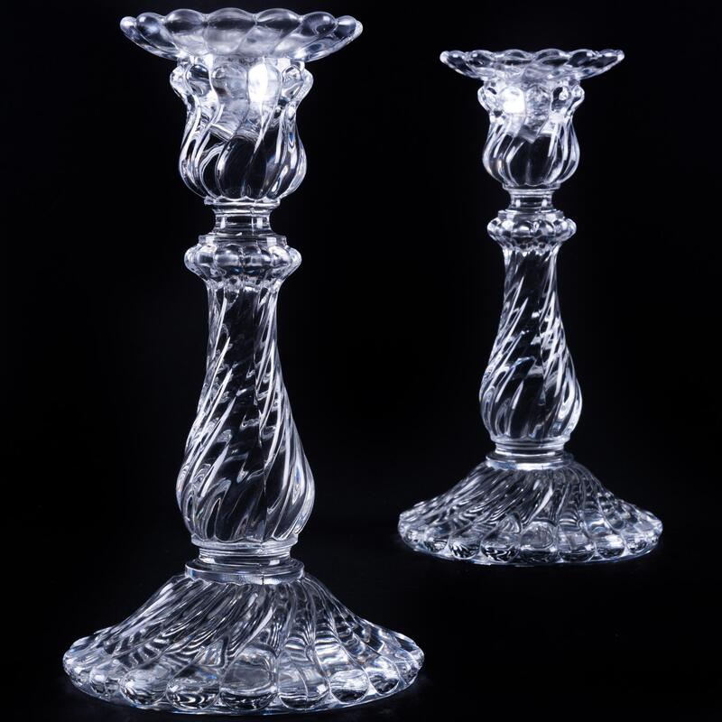 Appraisal: Pair of Glass Baccarat Glass Candlesticks Acid stamp x in