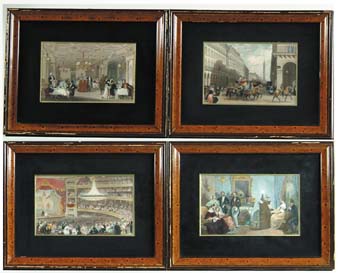 Appraisal: SET OF FOUR FRENCH COLORED ENGRAVINGS Each print depicts an