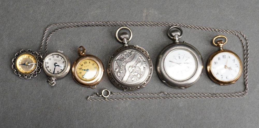 Appraisal: Group of Sterling Silver and Other Pocket Watches and Compass