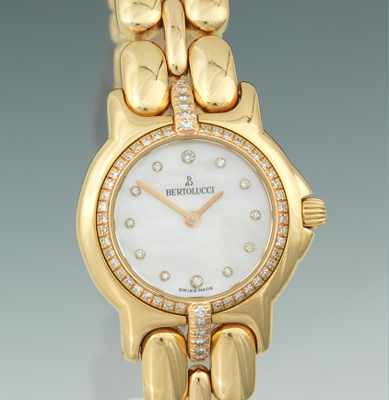 Appraisal: A Bertolucci Ladies' k Gold and Diamond Watch k yellow