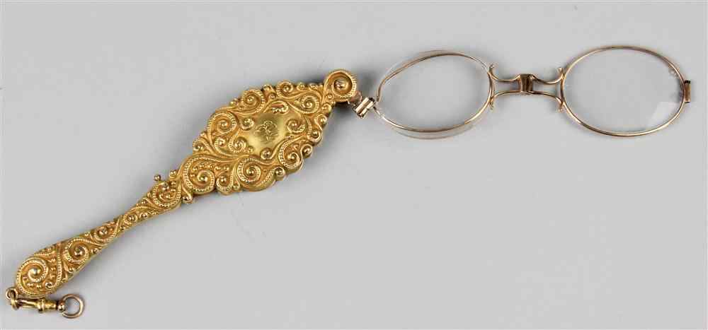 Appraisal: LADY'S K YELLOW GOLD DRESS LORGNETTE marked inside case k