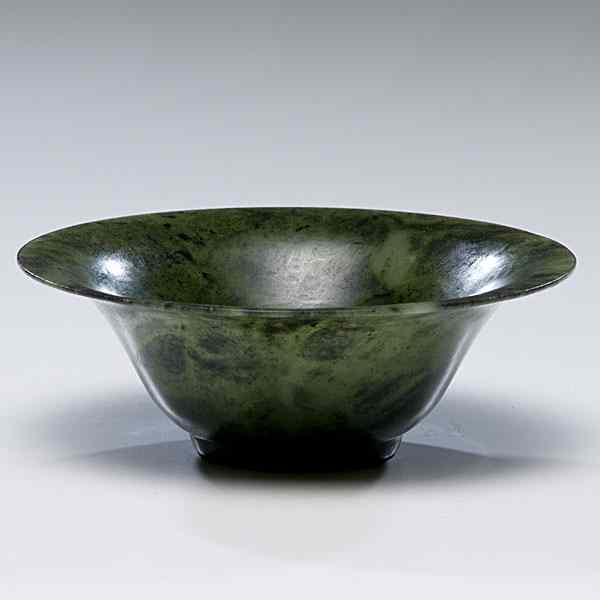 Appraisal: Chinese Spinach Jade Bowl Chinese th century a well rounded