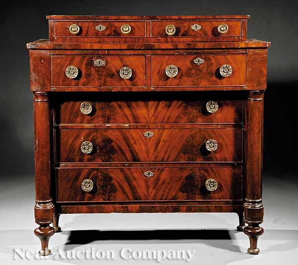 Appraisal: An American Classical Mahogany Chest of Drawers c superstructure of