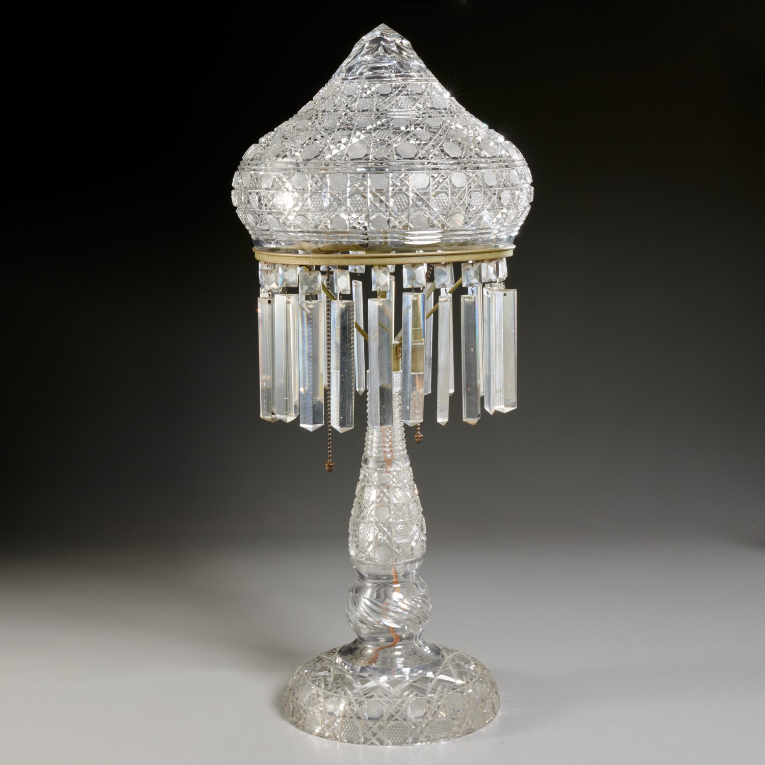 Appraisal: AMERICAN BRILLIANT CUT CRYSTAL LUSTER TABLE LAMP th th c