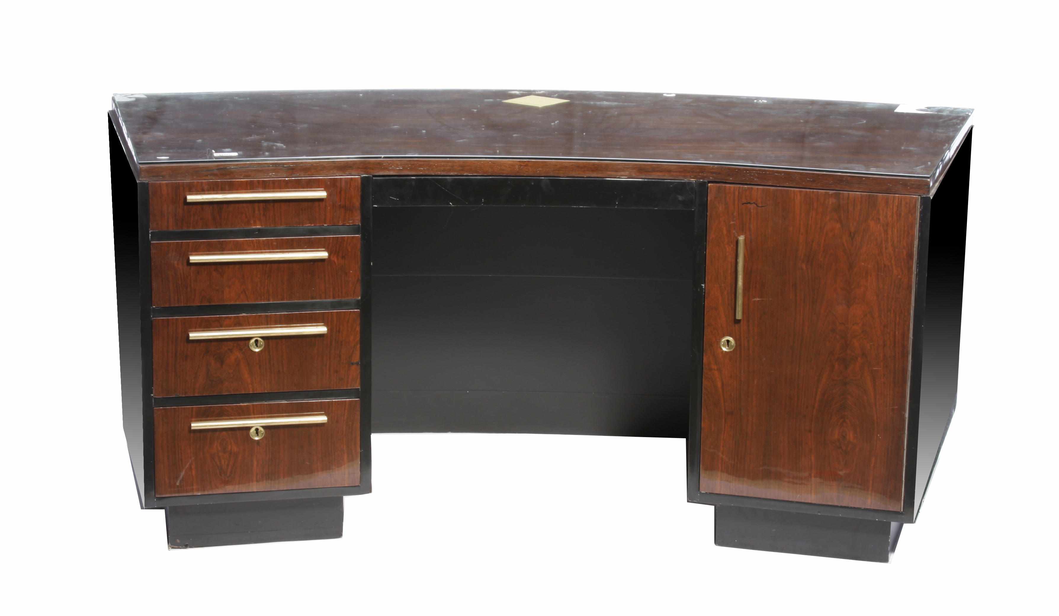 Appraisal: Property of various owners An Art Deco rosewood kneehole desk