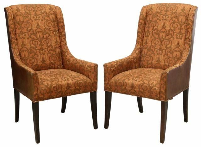 Appraisal: lot of Contemporary upholstered wingback chairs late th c leather