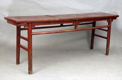 Appraisal: Chinese Red Lacquer Altar Table