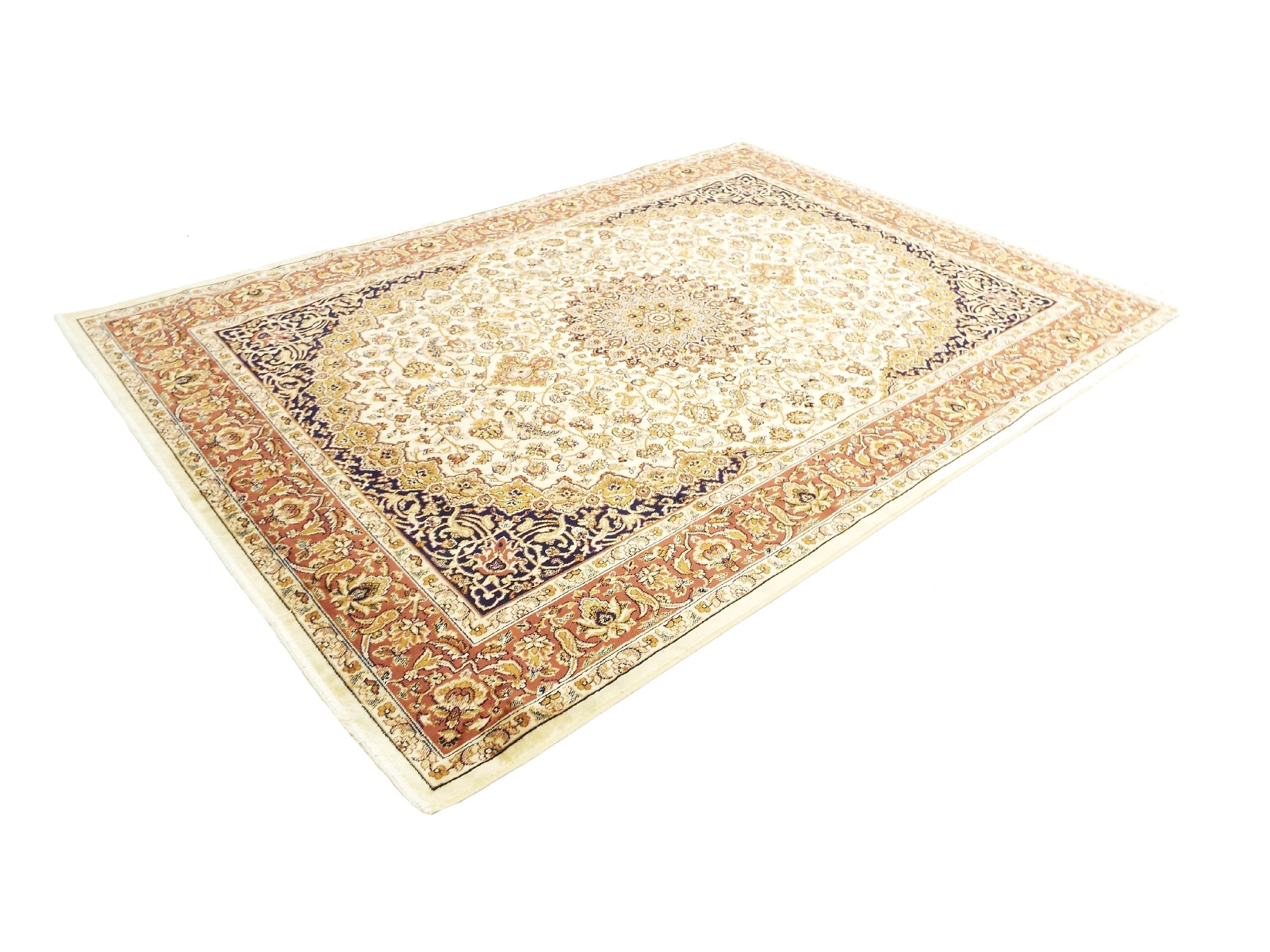 Appraisal: Keshan carpet with floral motifs on a beige ground x