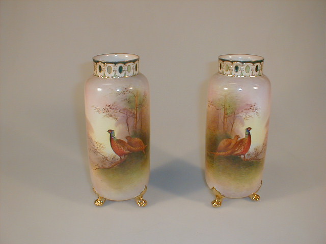 Appraisal: A pair of Fieldings Crown Devon cylindrical vases each with