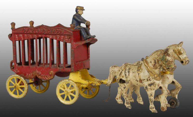 Appraisal: Cast Iron Kenton Overland Circus Cage Wagon Toy Description Red