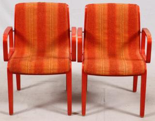 Appraisal: WILLIAM STEPHENS FOR KNOLL BENTWOOD ARMCHAIRS PAIR WILLIAM STEPHENS -