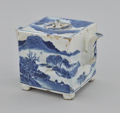 Appraisal: A Chinese Blue White Porcelain Teapot with Lid Squared form