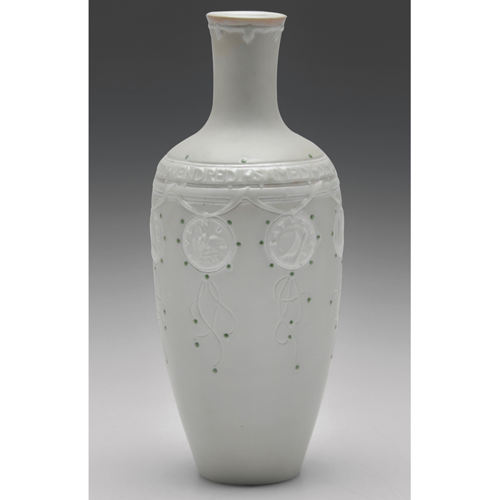 Appraisal: Taxile Doat vase tapered shape with a long neck ivory