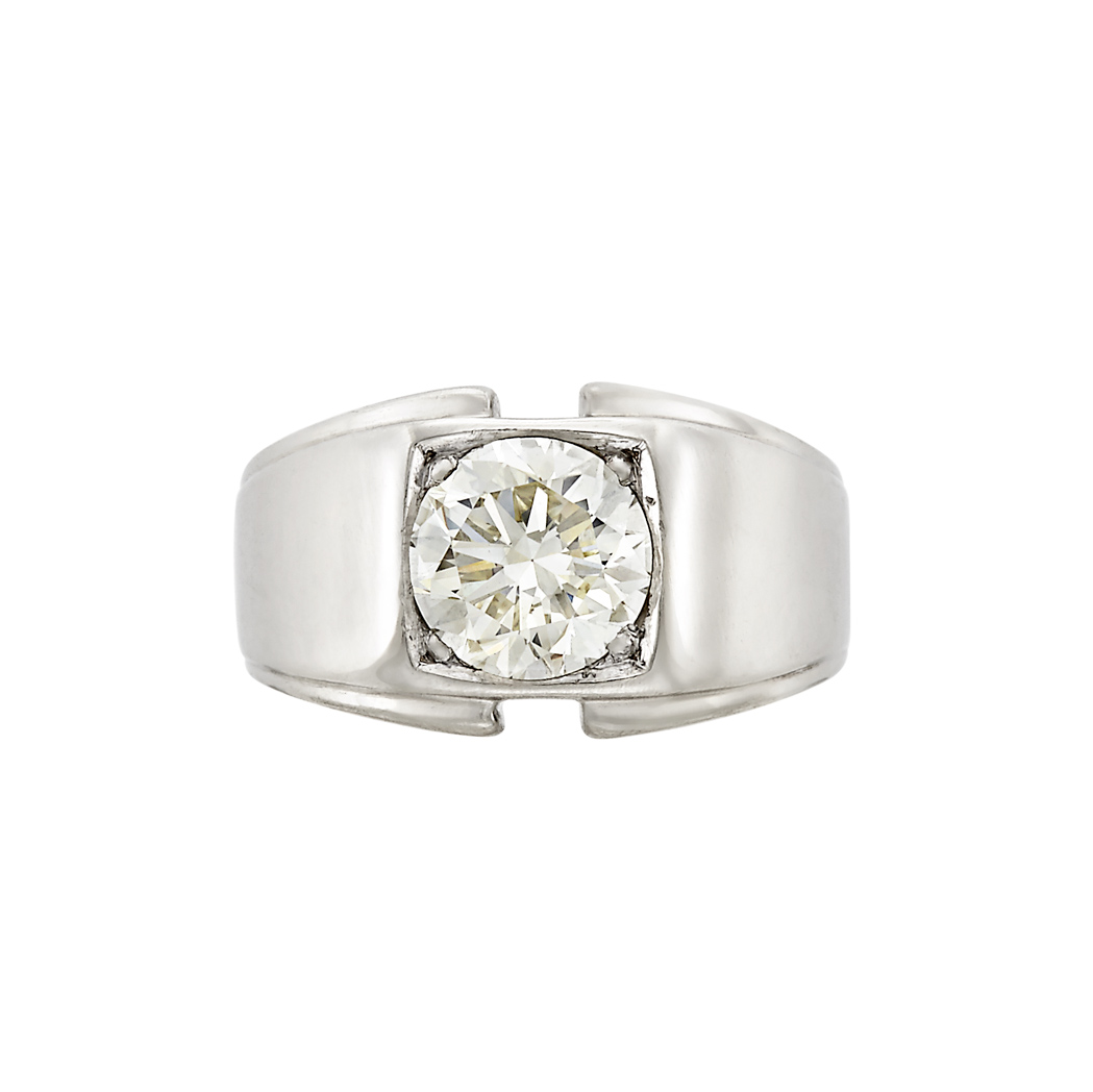 Appraisal: Gentleman's White Gold and Diamond Ring kt one round diamond