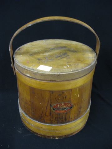 Appraisal: Wooden Firkin Box New EraFruit Jelly Louisville KY swing handle