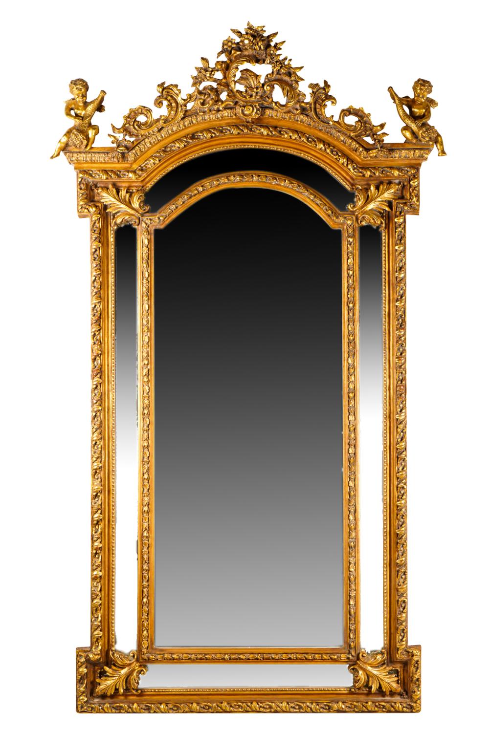 Appraisal: LOUIS XVI STYLE GILDED MIRRORS WITH CHERUBSwith a Rococo style