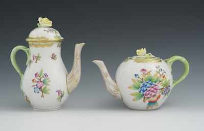 Appraisal: Herend Porcelain Tea and Coffee Pot in Butterfly Pattern Lot