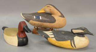 Appraisal: Three carved and painted duck decoys including a mallard hen