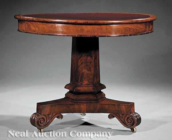 Appraisal: An American Classical Mahogany Center Table c Boston the inset