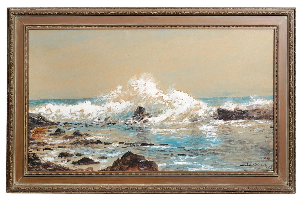 Appraisal: Edmund Darch Lewis Rocky Coastline Painting Edmund Darch Lewis American