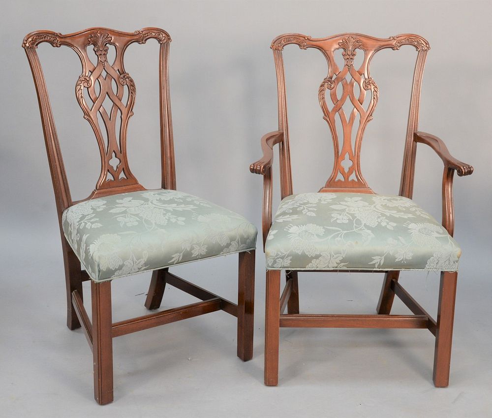 Appraisal: Set of twelve Chippendale-style dining chairs to include ten side