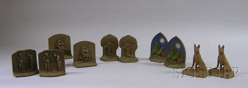 Appraisal: Five Pairs of Painted and Patinated Cast Iron Figural Bookends