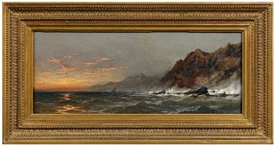 Appraisal: James Hamilton painting rocky coastal scene at sunset signed lower