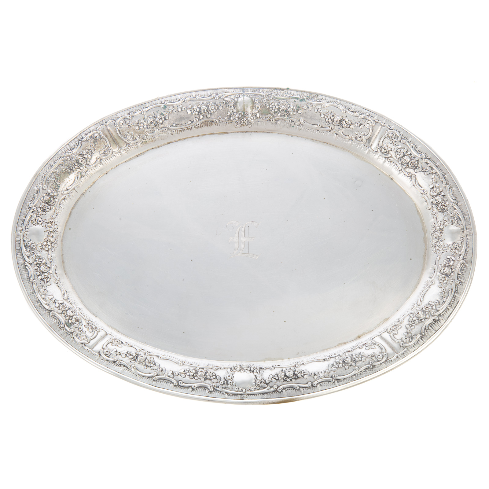 Appraisal: GERMAN SILVER PLATTER Late th-early th century silver standard oval