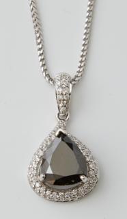 Appraisal: K White Gold Pendant with a carat trillion cut black