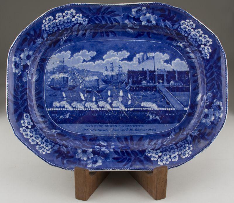 Appraisal: Staffordshire Historical Blue Lafayette Platter ca s Clews stamp on