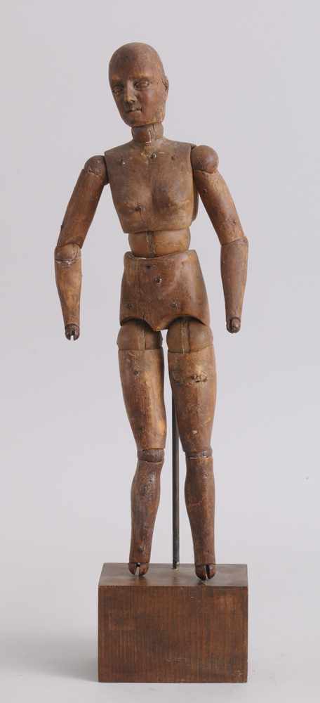 Appraisal: CARVED WOOD ARTICULATED ARTIST'S MODEL OF A FEMALE EARLY TH